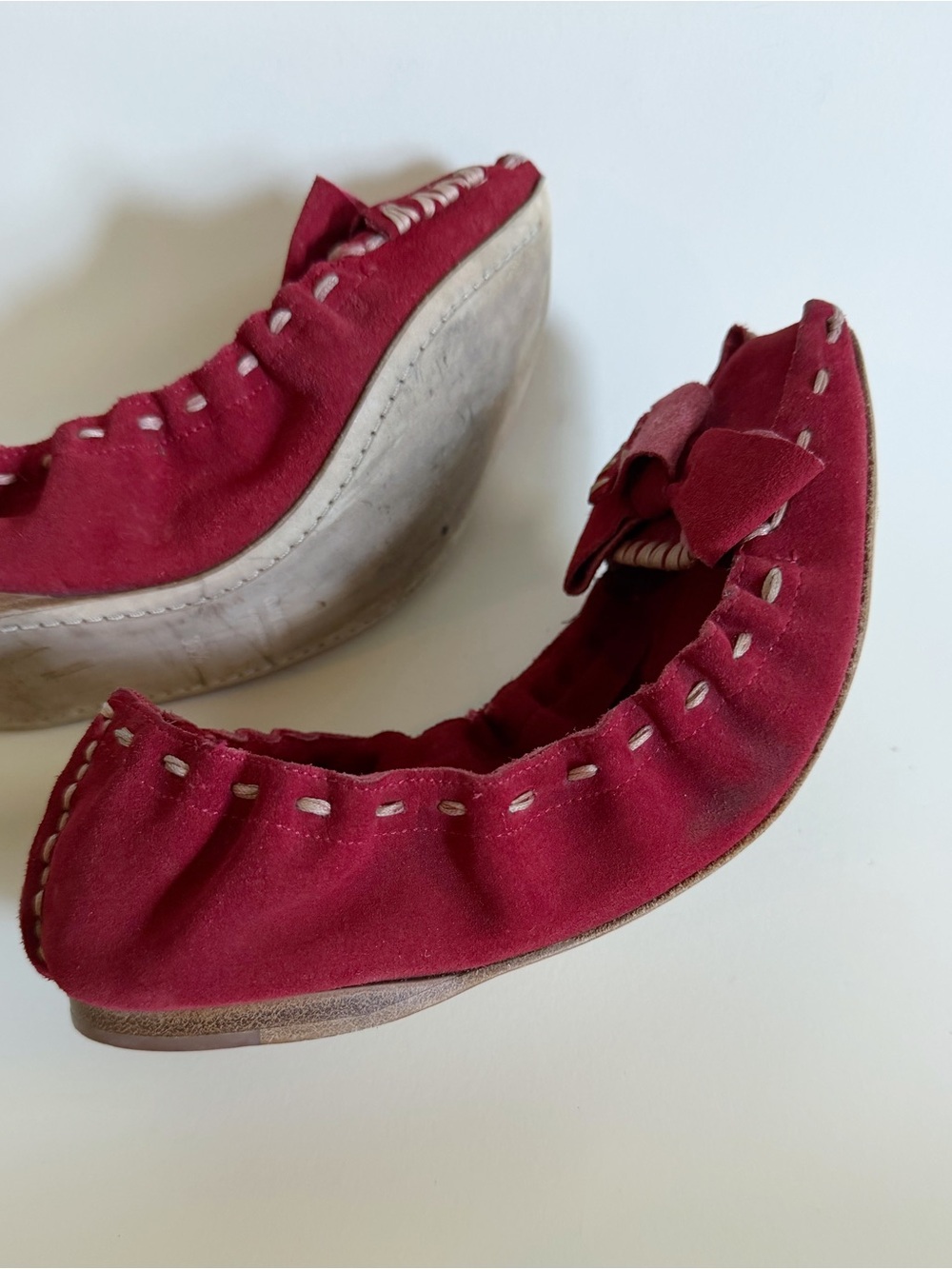 Miu Miu Burgundy Red Suede Ballet Flats - Picture 2 of 8